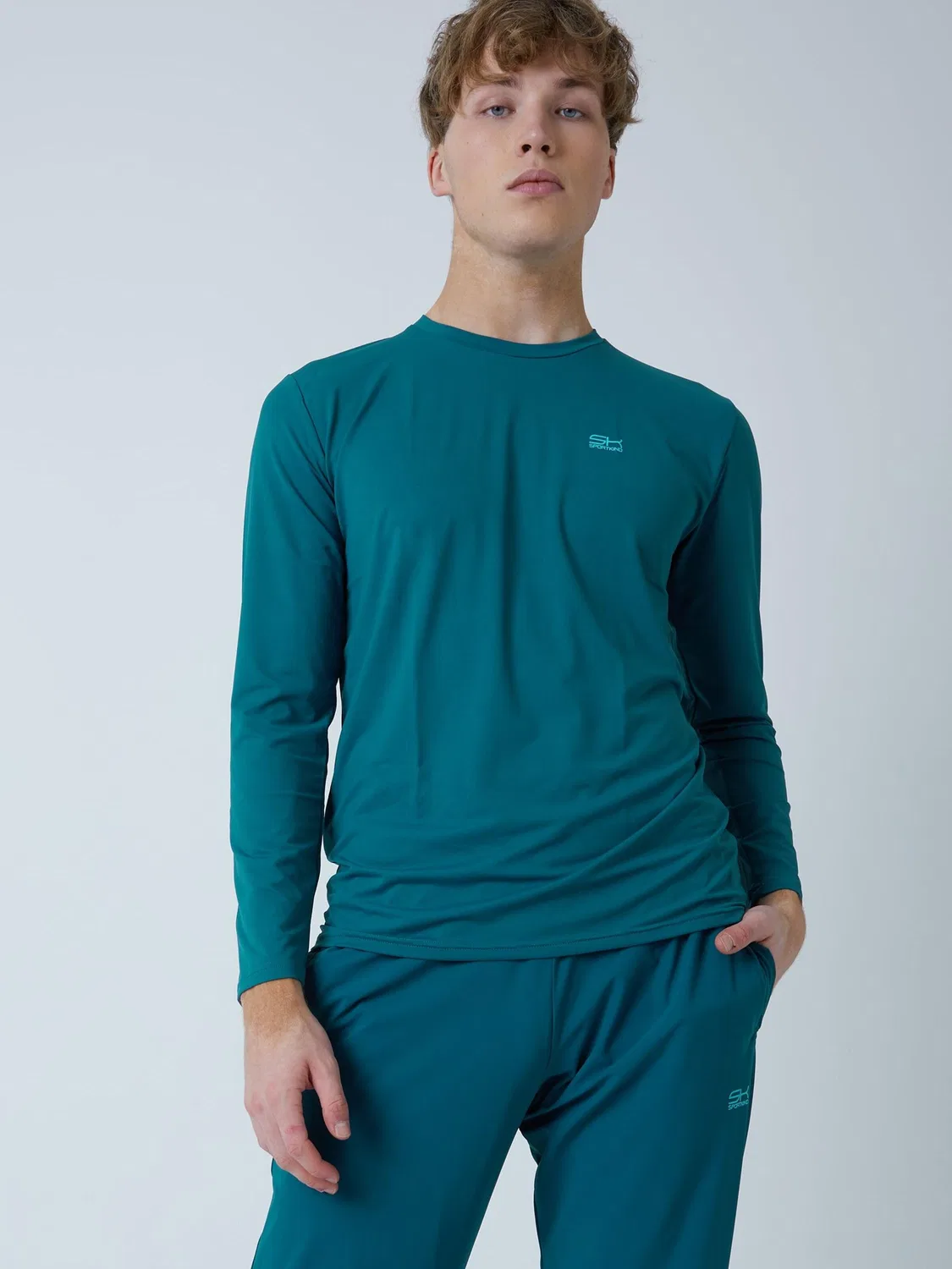 Спортивная футболка Sportkind Performance Shirt с круглым вырезом и длинными рукавами, цвет Петровый