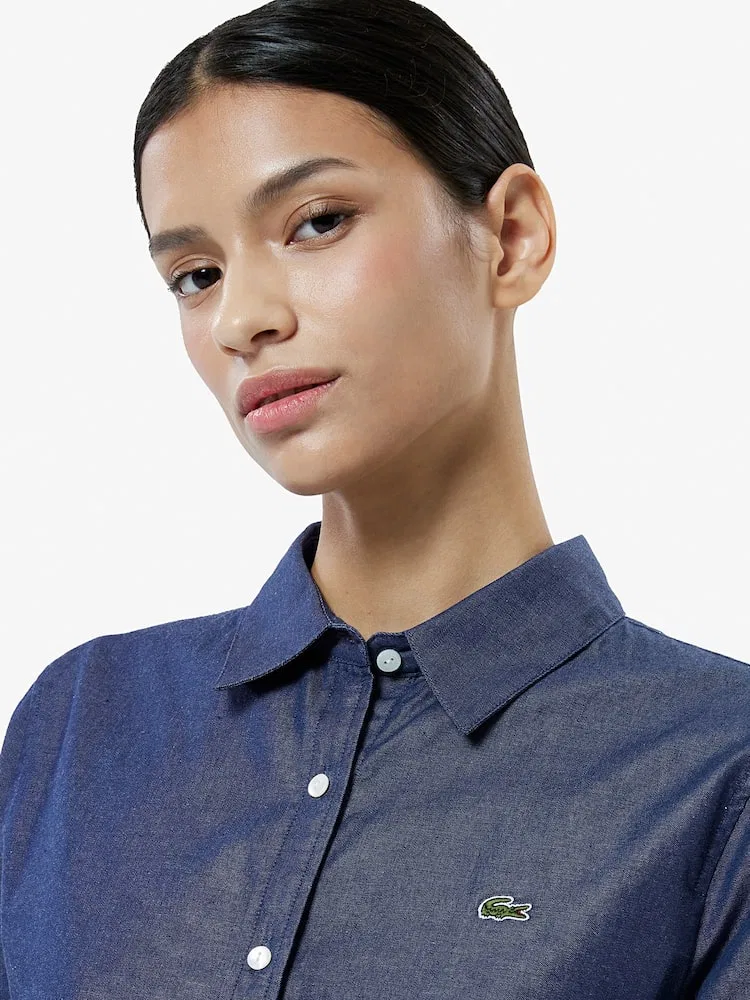Рубашка женская LACOSTE из денима, Regular Fit, длинный рукав, голубой — фото 2
