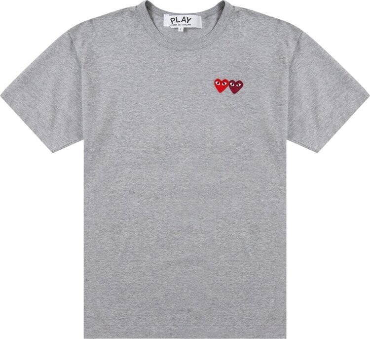 

Футболка Comme des Garçons PLAY Double Heart T-Shirt 'Grey', серый
