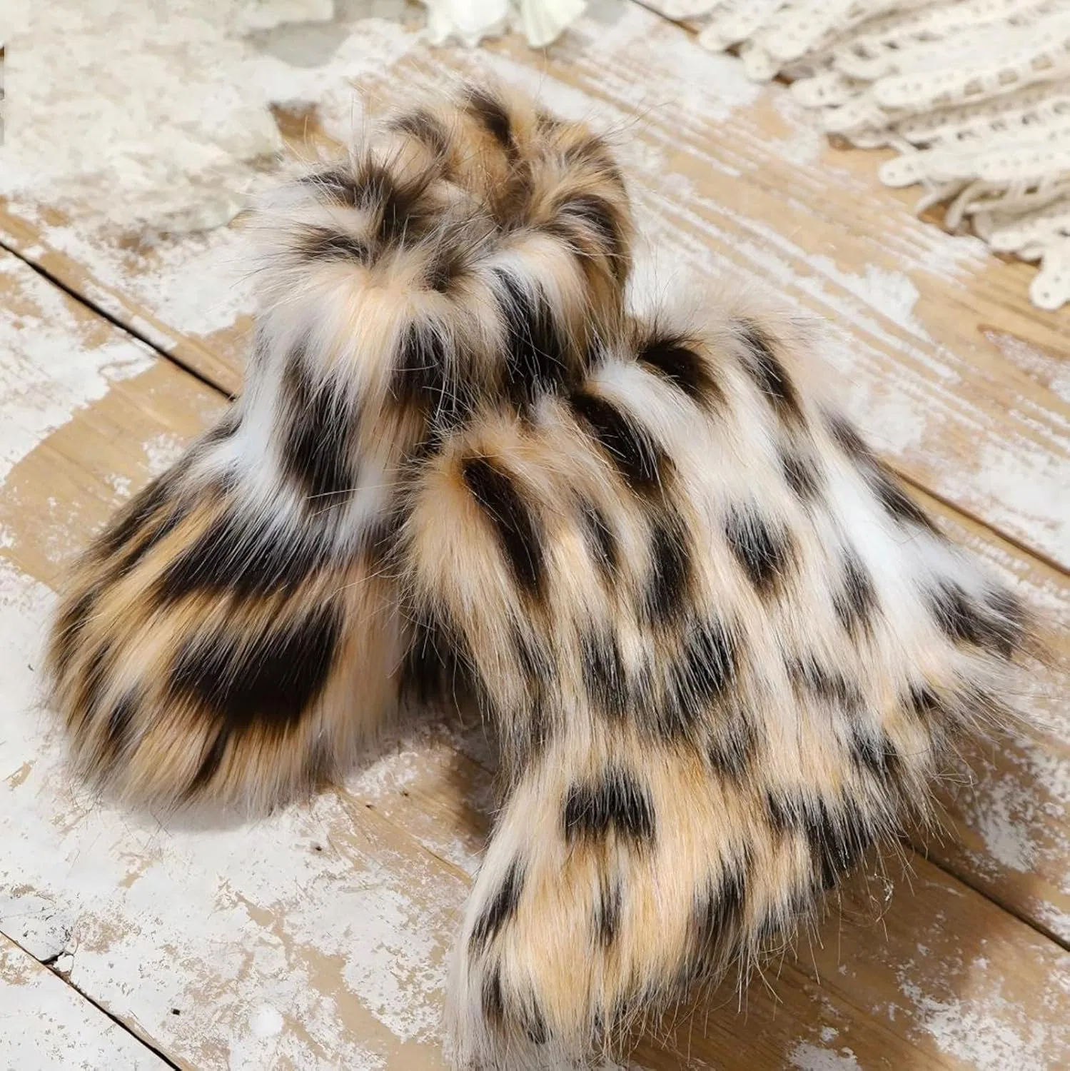 Детские зимние сапоги для девочек с меховой подкладкой FUNCOS, Brown Leopard — фото 3