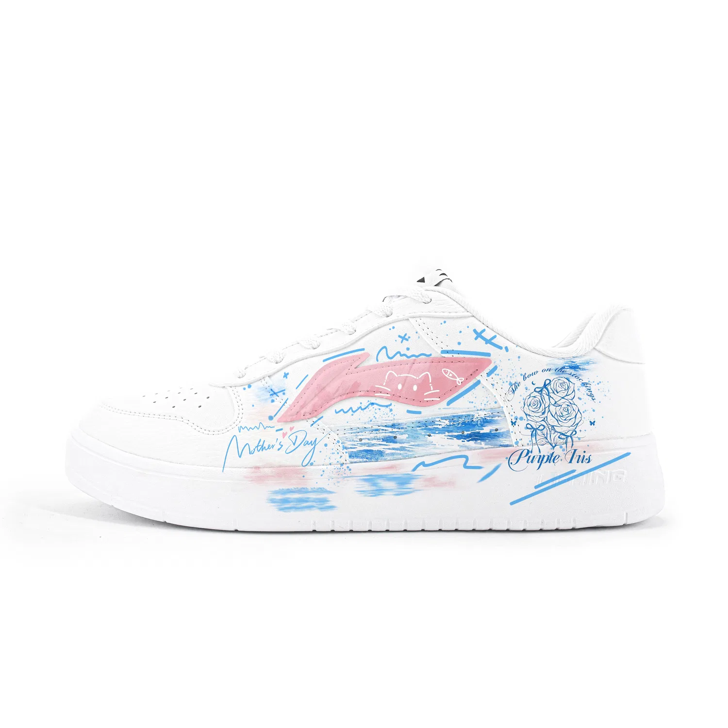 Детские кроссовки низкие с принтом Li-Ning Floating Boat, Sky Blue — фото 3