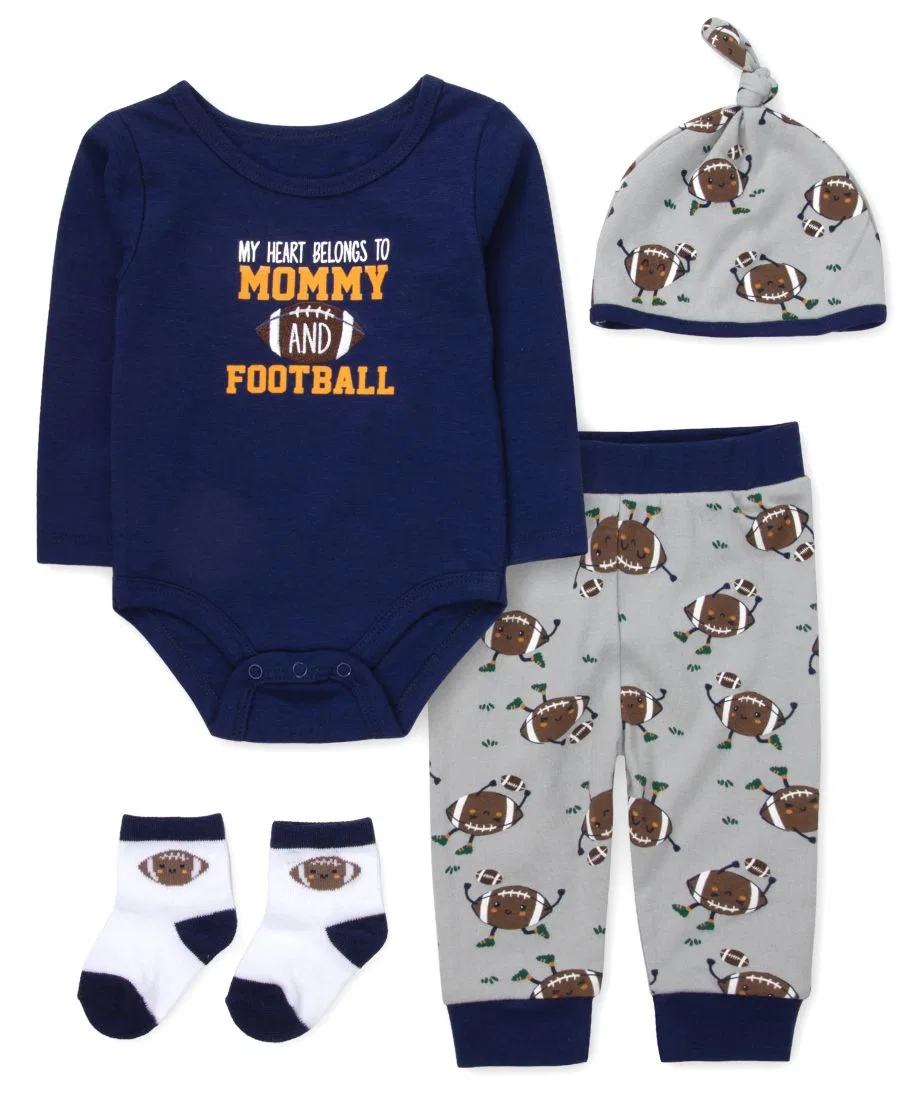 Комплект из 4 предметов для малышей My Heart Belongs to Mommy and Football Baby Essentials, Navy