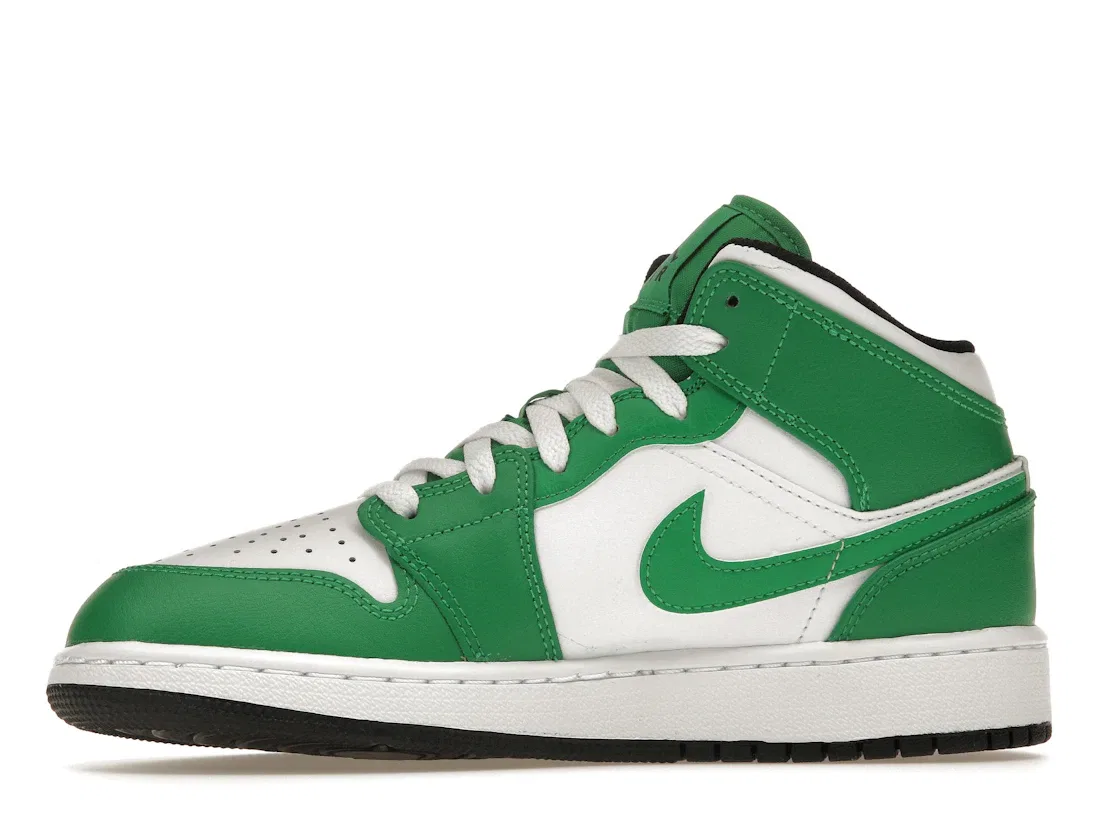 Детские кроссовки с перфорированным носком Jordan 1 Mid Lucky Green Jordan, Lucky Green/Black/White — фото 3