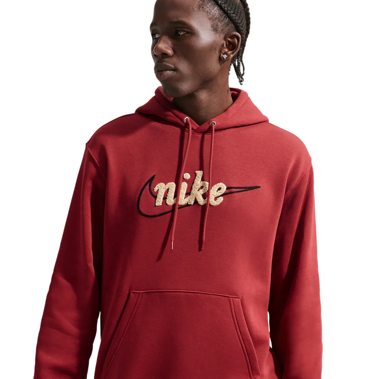Мужское худи с капюшоном и шнурком, с нагрудным карманом, Nike Club BB Hoodie CTB, Nike, Team Crimson/Lt Khaki/Team Crimson