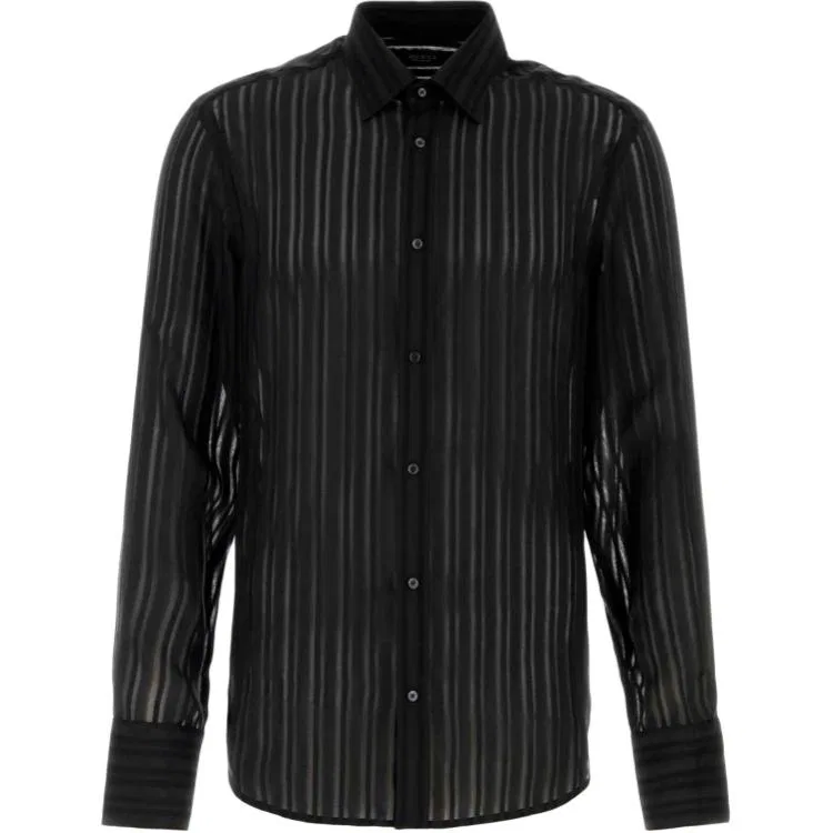 Мужская рубашка с отложным воротником прямого кроя Black GUCCI