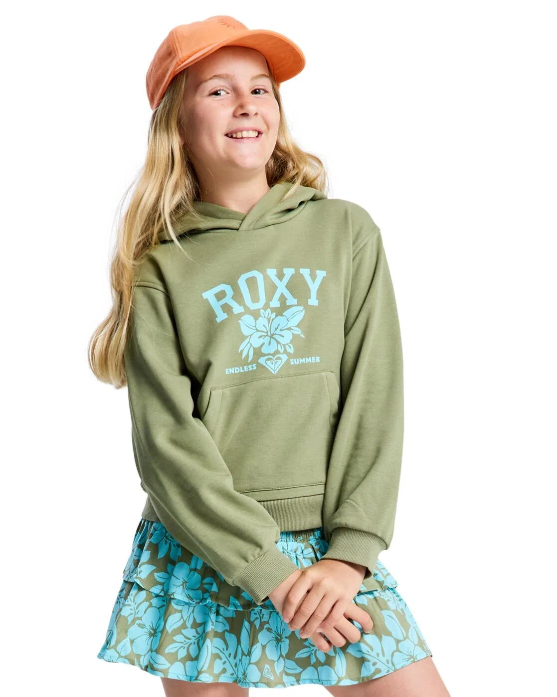 Детское худи свободного кроя HOPE YOU TRUST 2 Roxy, Dunkelolivgrun