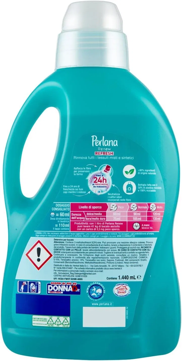 Жидкое средство для стирки синтетических тканей Perlana Renew Fresh, 1.59 кг, 24 стирки — фото 3
