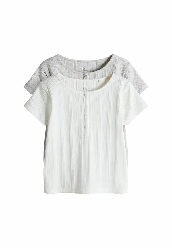 Комплект из 2 футболок с коротким рукавом Henley, Regular Fit, The Set, серый, белый