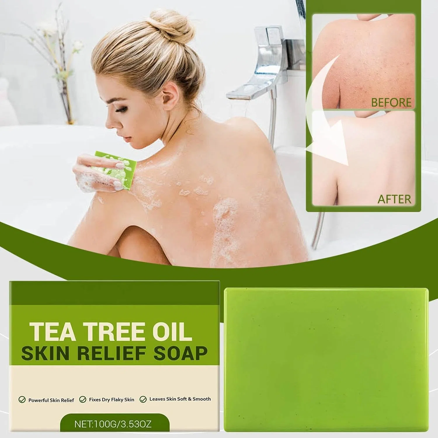 Мыло Loravey Relief Soap Bar с маслом чайного дерева, 2 шт, 100 г Generisch — фото 2