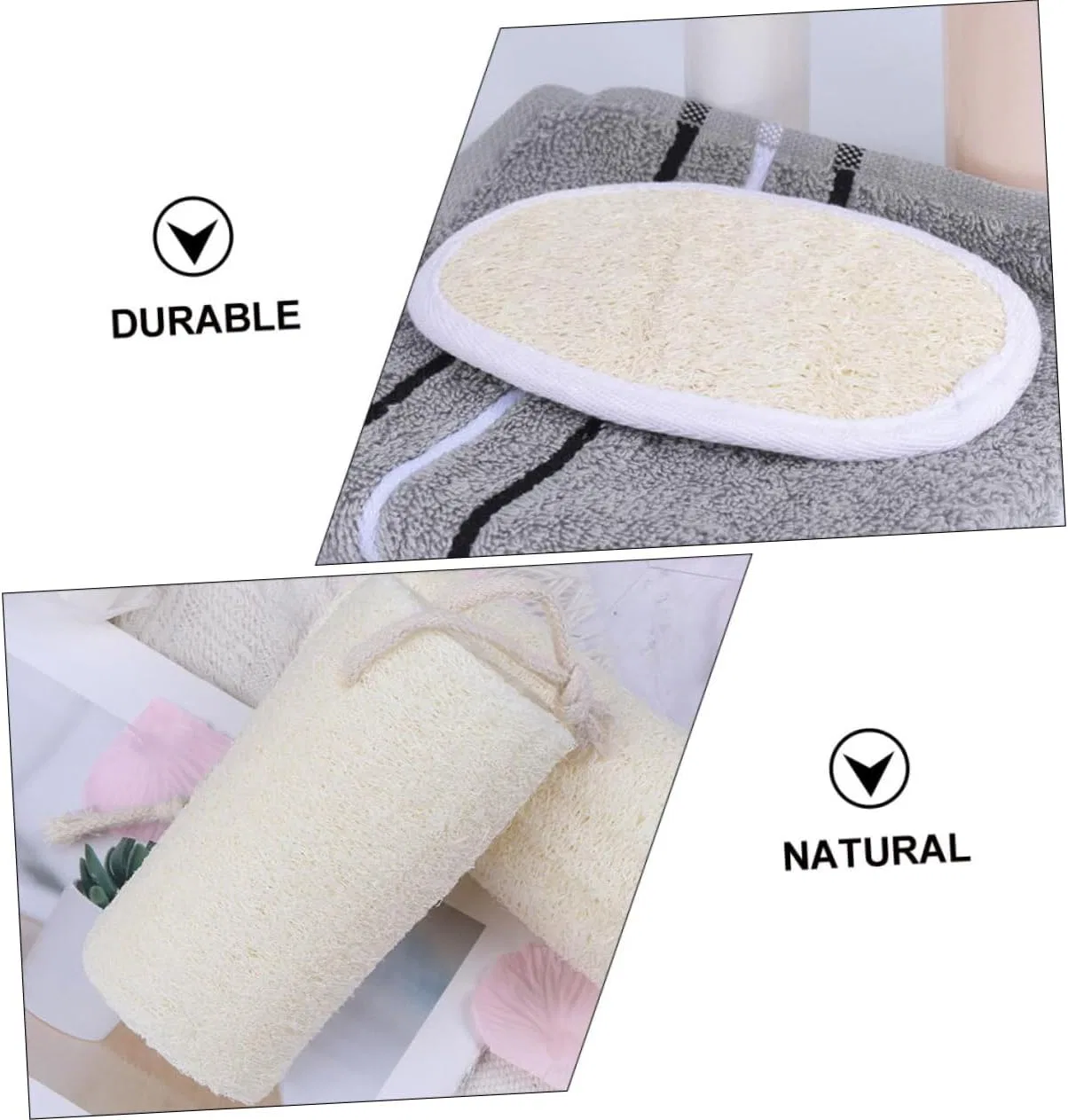 Набор мочалок для тела из люфы, Healeved, 8 шт, 15x11 см, Beige — фото 4