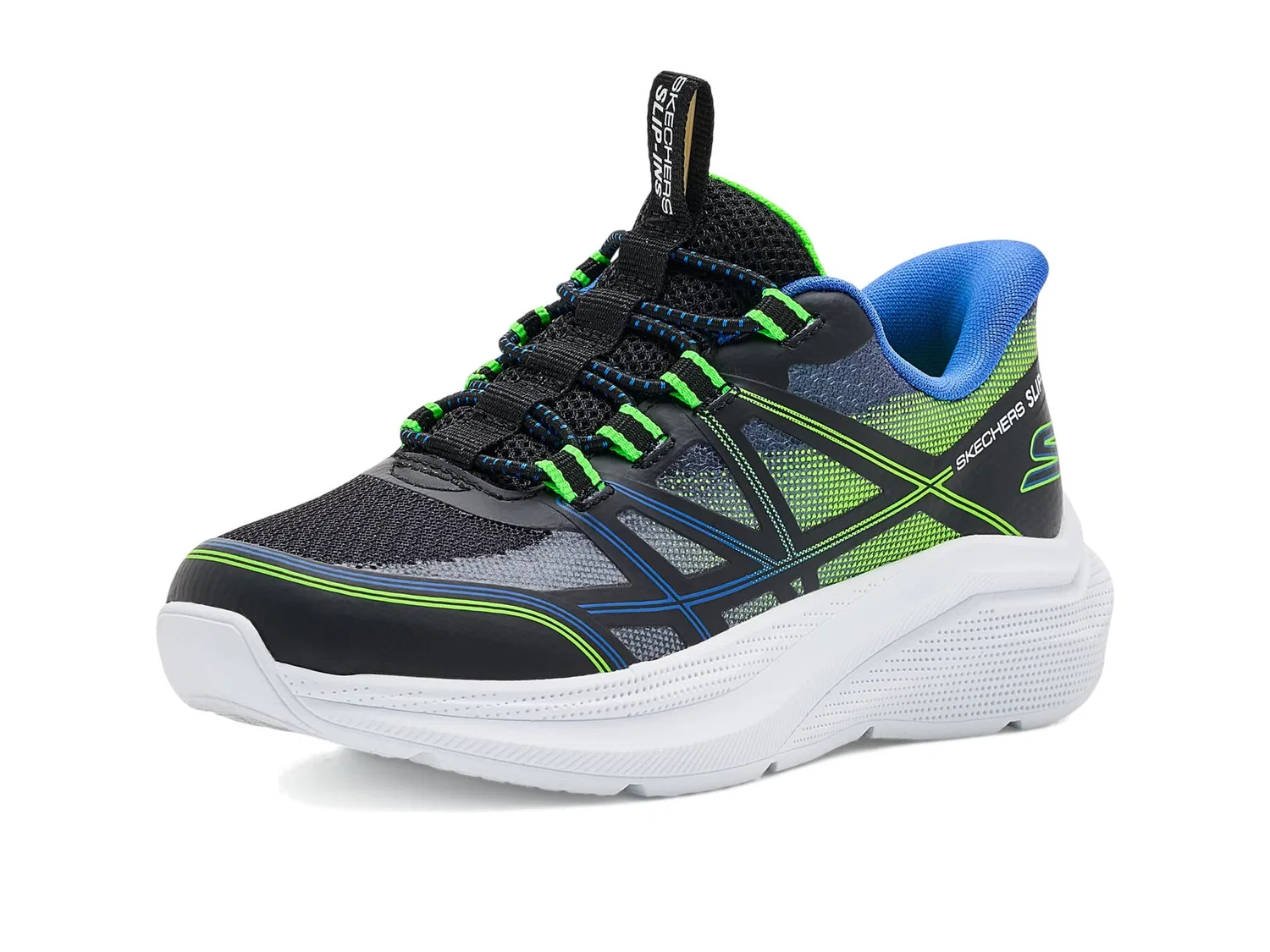 Кроссовки Hands Free Slip-Ins-Microspec Velocity 404220L (для маленьких и больших детей) Skechers Kids, Black/Blue/Lime