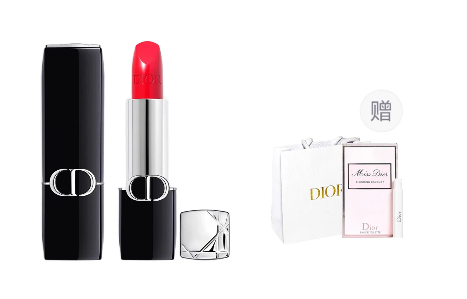 Женская помада Satin 520 Romantic Fuchsia DIOR, с образцом духов