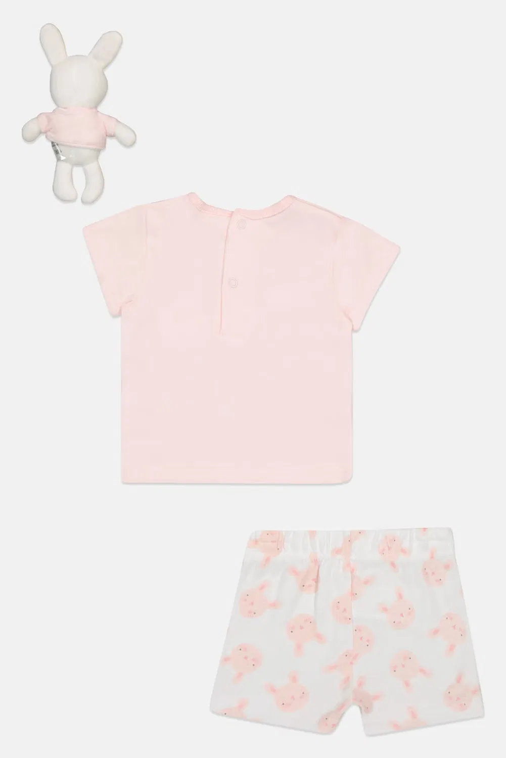 Комплект для девочки с принтом из топа шорт и плюшевой игрушки Rock-A-Bye Baby Boutique, разноцветный — фото 3