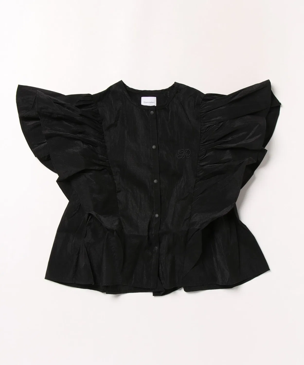 Детская блузка с рукавом-бабочка из нейлона Ripstopped Sheer Taffeta Butterfly Sleeve Blouse GROOVY COLORS, Черный — фото 2