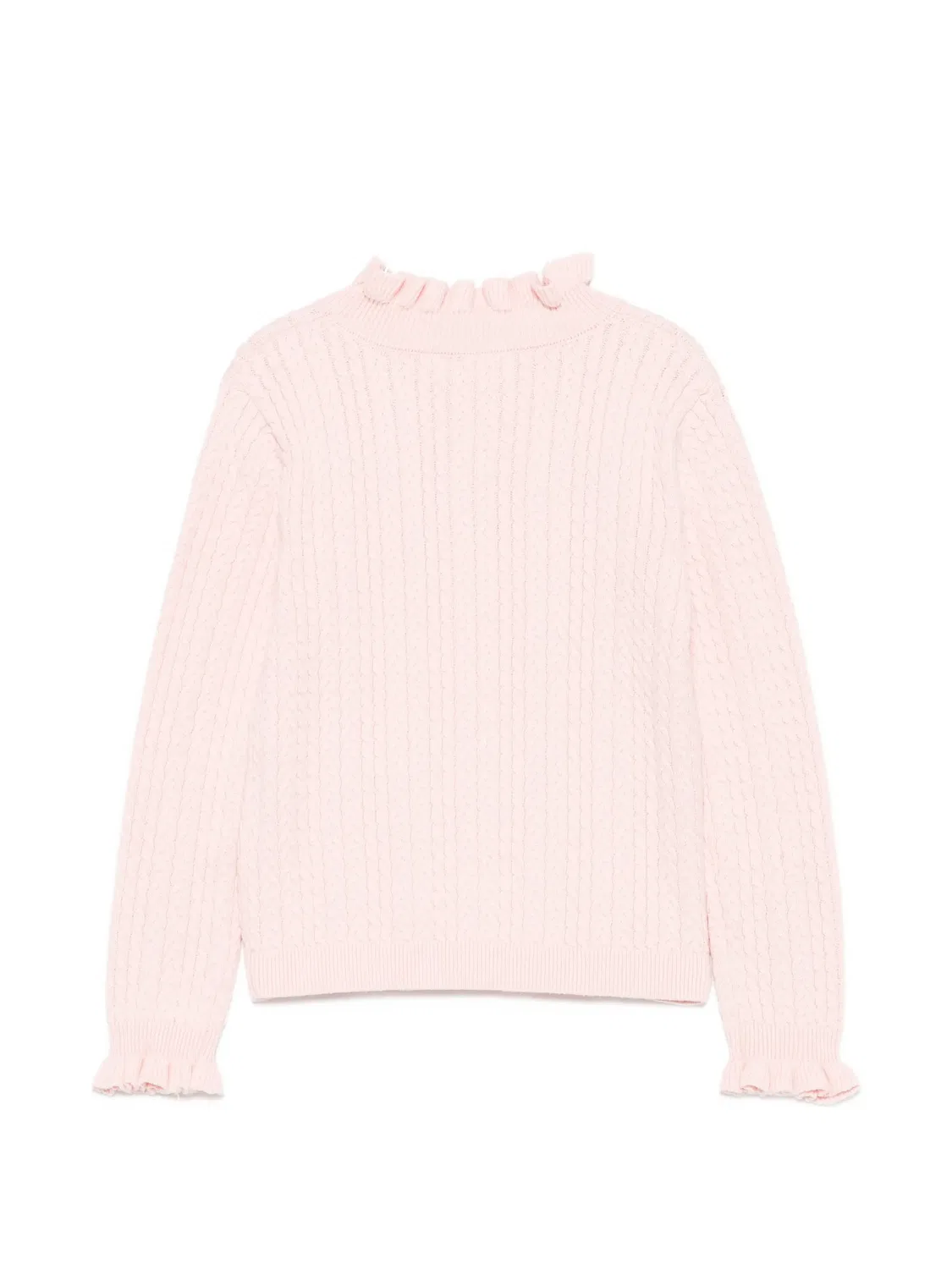 Свитер фактурной вязки с оборками Louise Misha Kids, розовый — фото 2