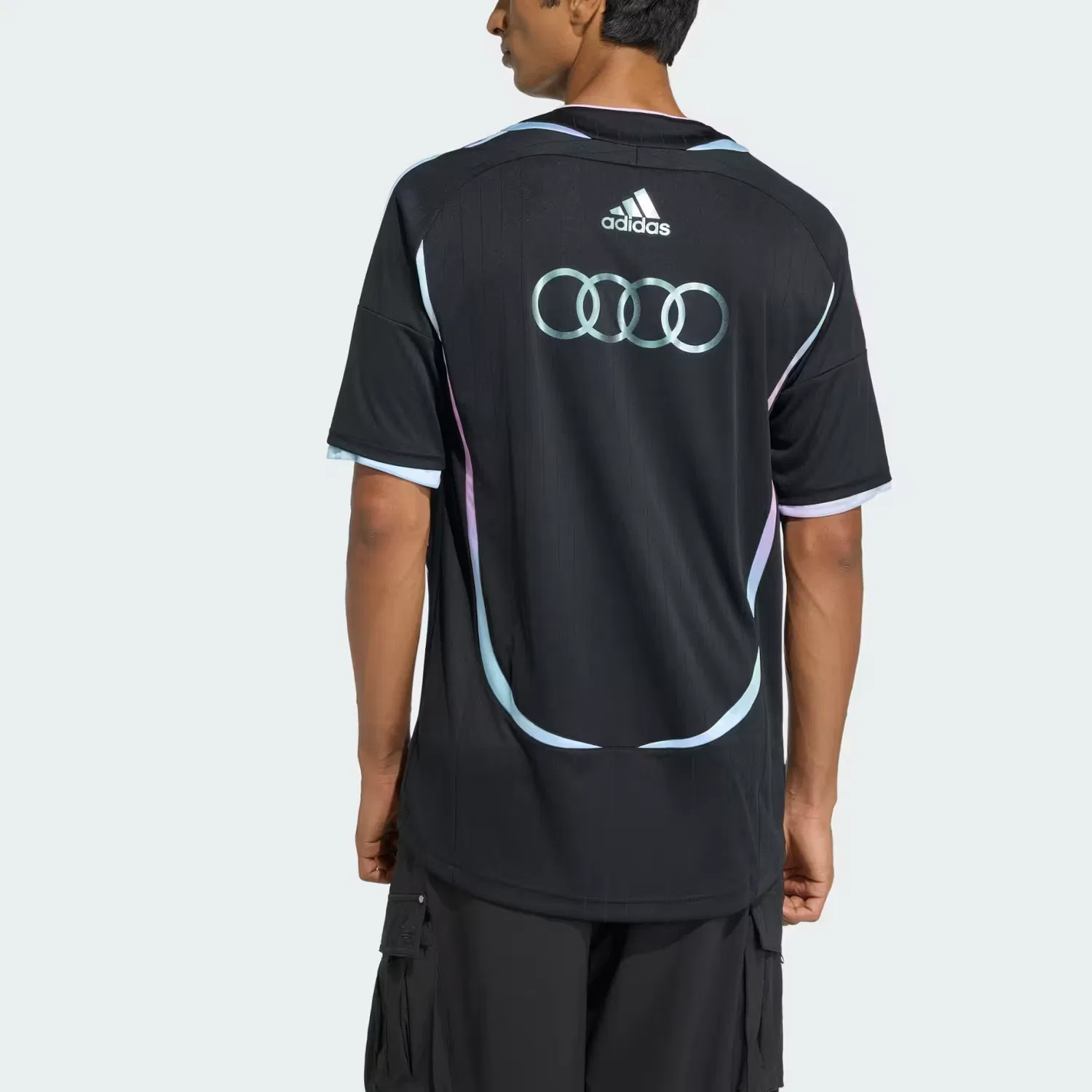 Мужская футболка с принтом Adidas x Audi TEAM REVOLUT F1 INTER MIAMI Racing, Black/Multicolor — фото 4