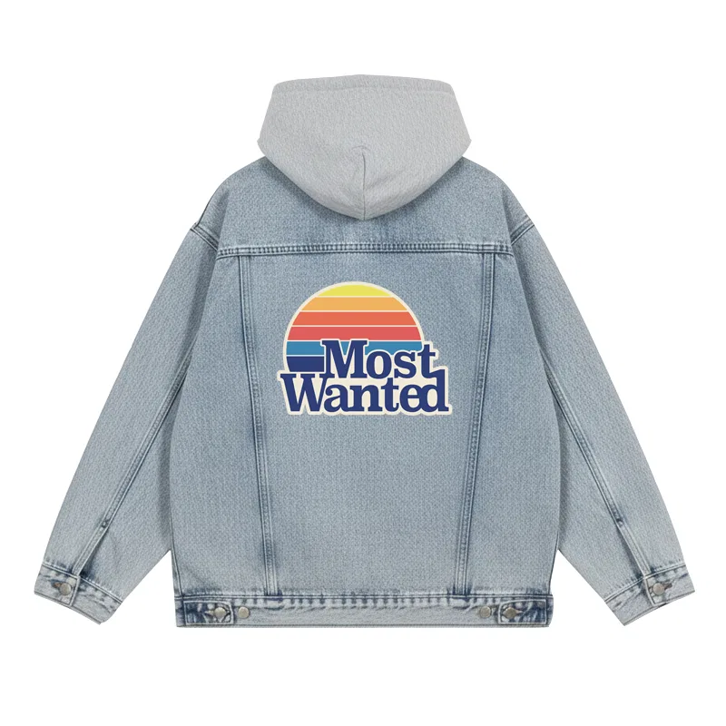 Детское джинсовое пальто с капюшоном Vintage Blue (Gray Hood) MostwantedLab