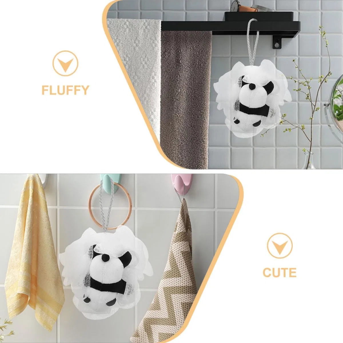 Мочалка для ванны из сетки, 2 шт, Panda, CALLARON, мультиколор — фото 3