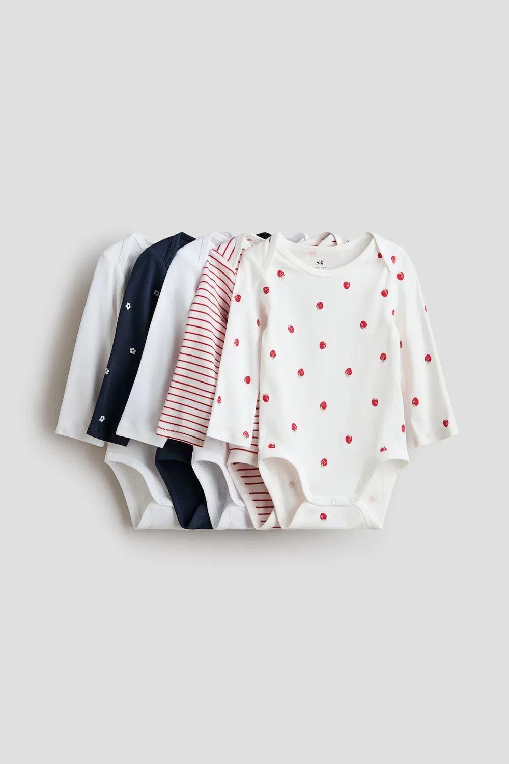 Набор из 5 боди с длинными рукавами H&M, Marineblau/Erdbeeren