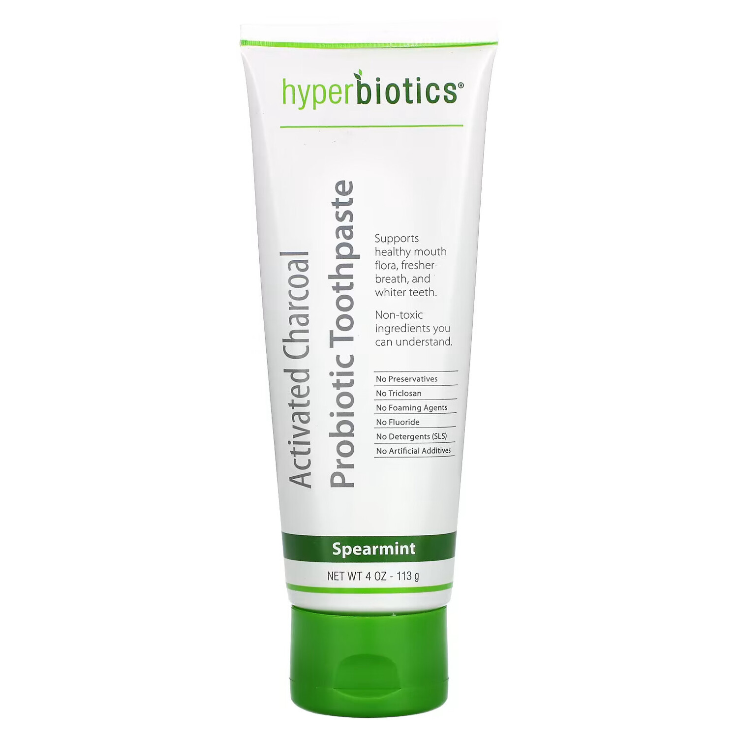 

Hyperbiotics, Зубная паста с активированным углем и пробиотиком, со вкусом мяты, 4 унц. (113 г)