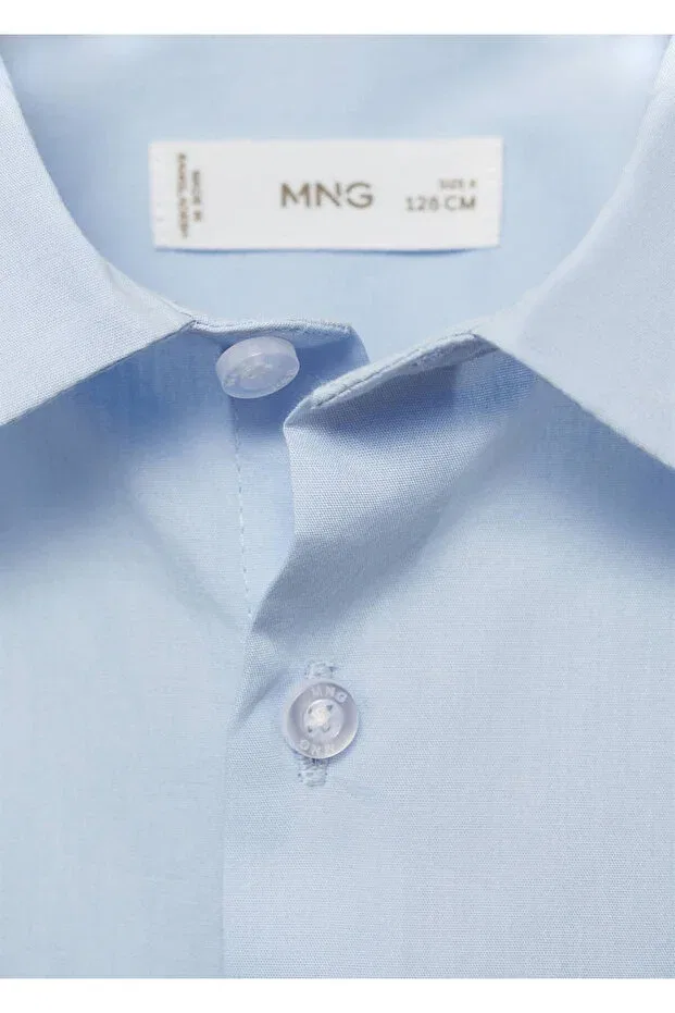 Детская рубашка для мальчиков хлопковая Mango Kids, Sky Blue — фото 4