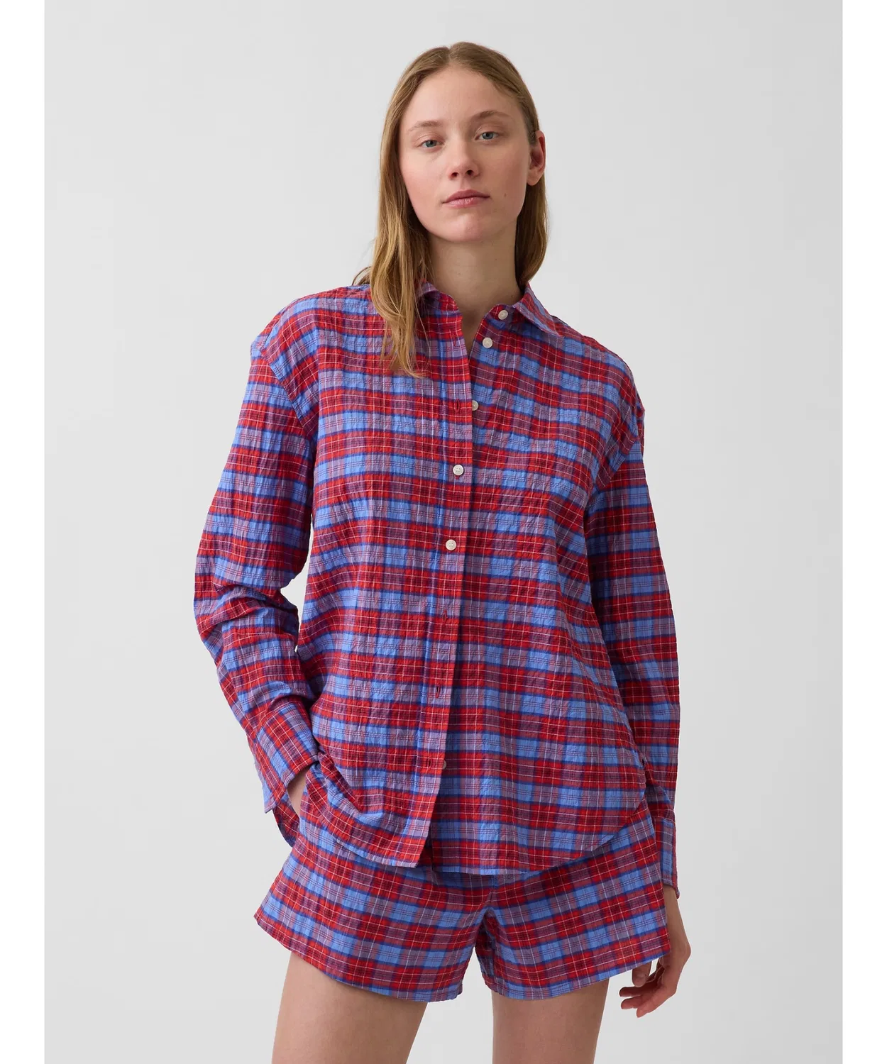 Женская рубашка оверсайз с принтом GAP, Light Blue — фото 2