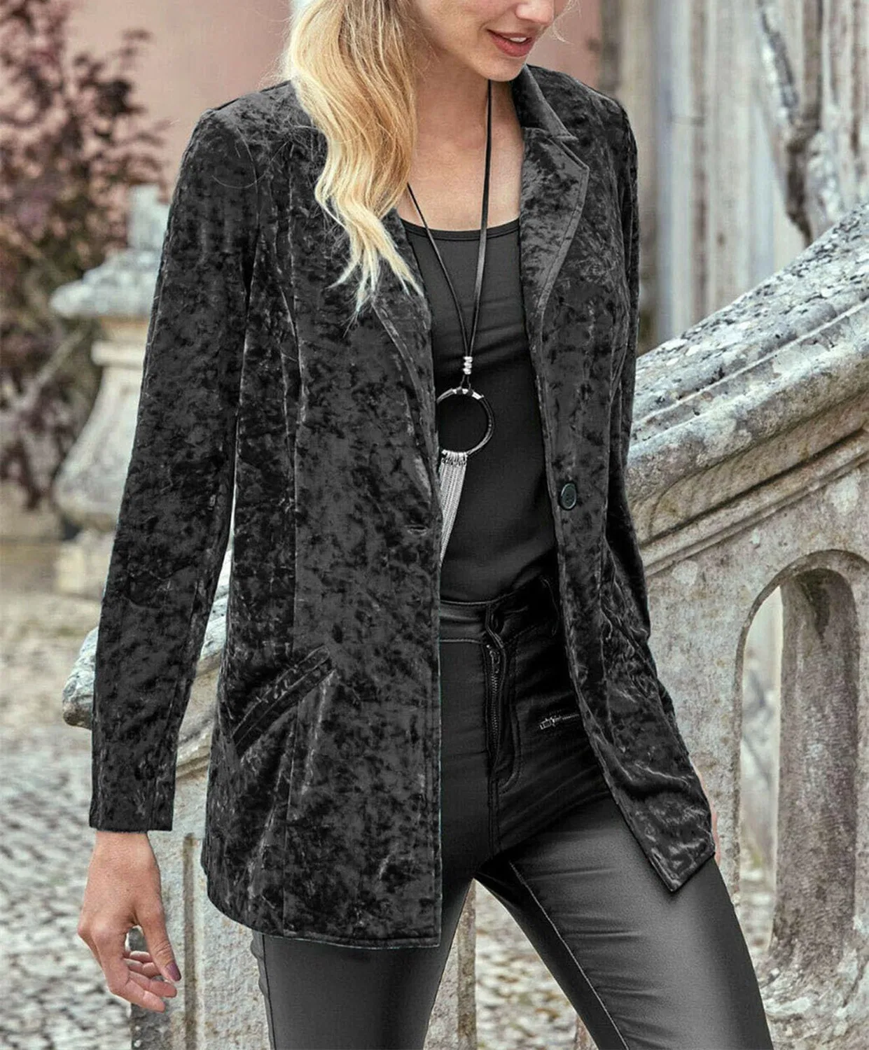 Женский вельветовый жакет с открытым передом, модель Velvet Blazer Jackets, 3 — фото 3