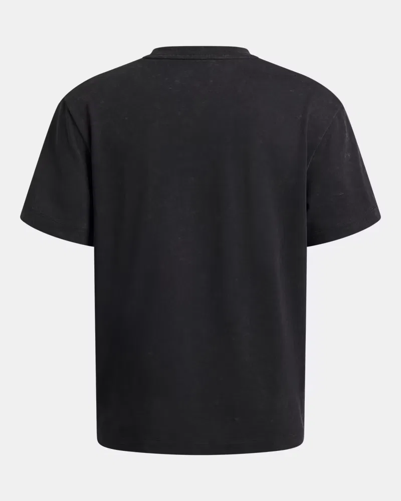 Футболка оверсайз для мальчиков с эффектом wash UA Heavyweight Wash UnderArmour, Black/White — фото 2