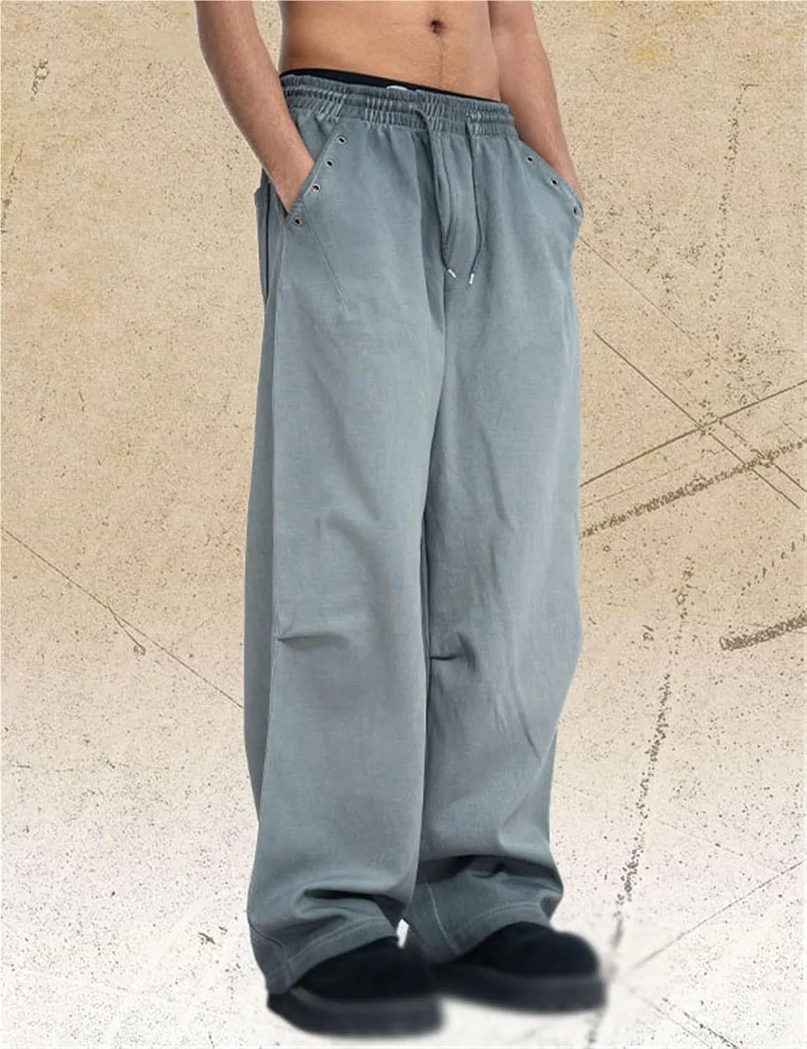 Мужские брюки прямого кроя с завязкой, Vintage Straight Leg, серый — фото 2