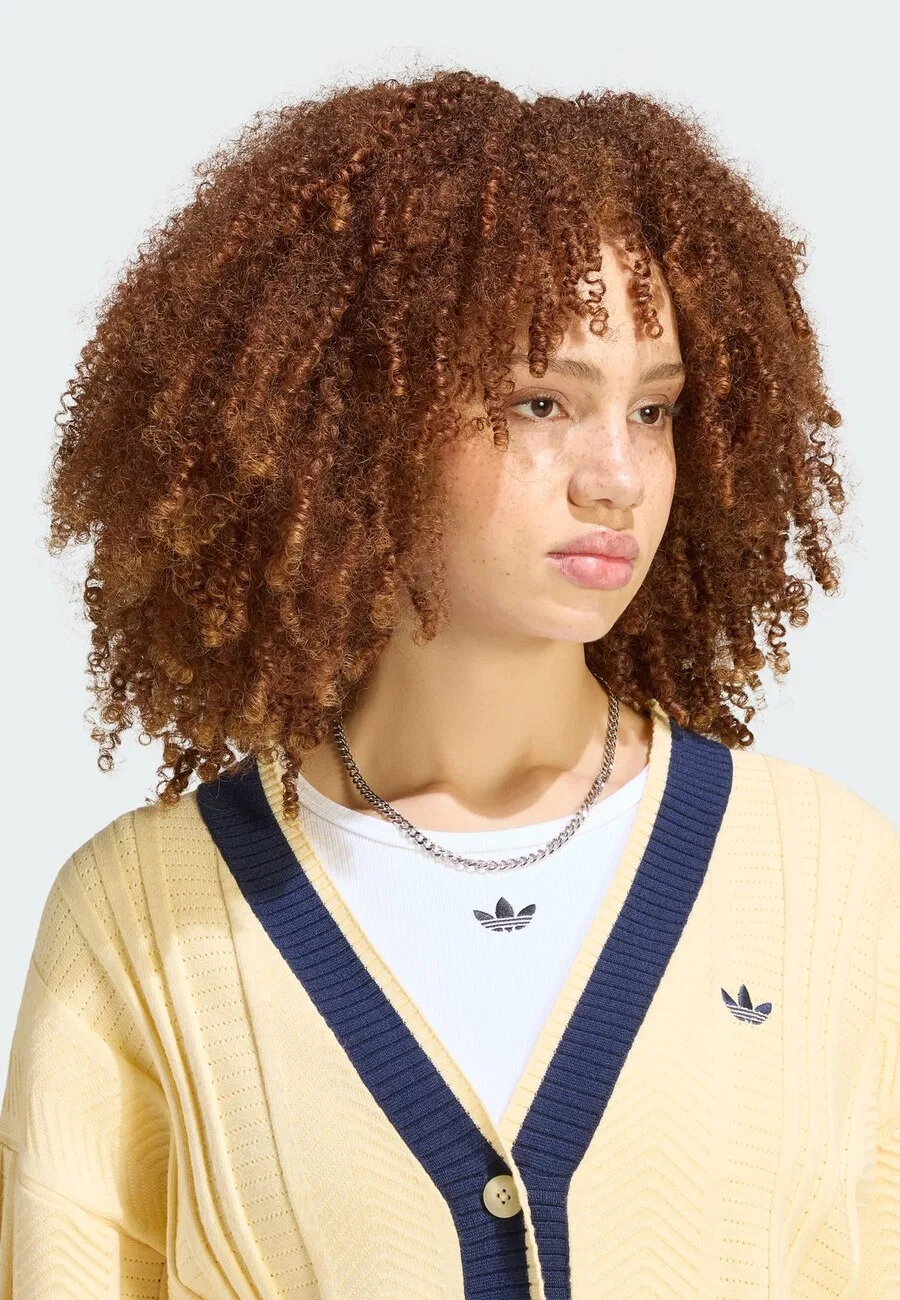 Вязаный кардиган ADIDAS ORIGINALS светло-желтого цвета — фото 4