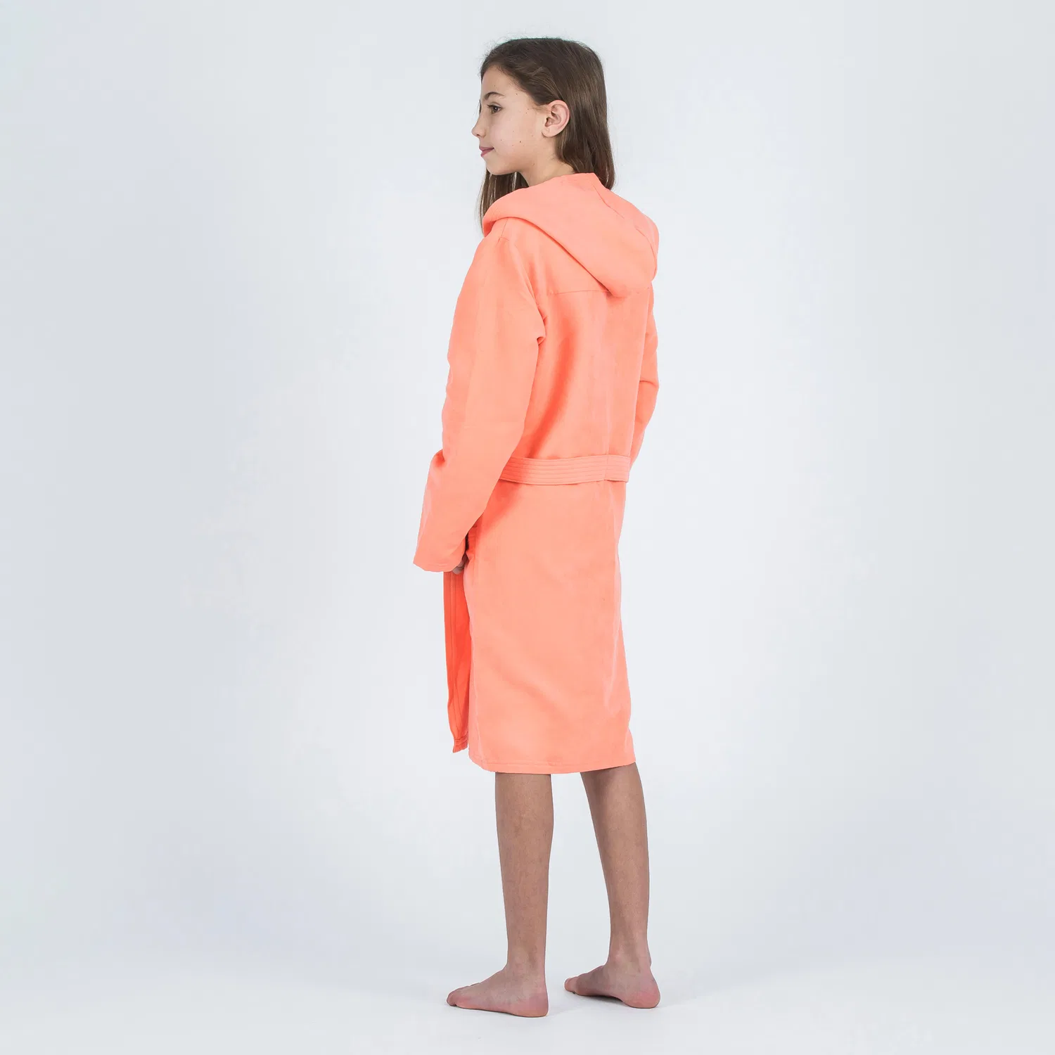 Детский халат из микрофибры Bademantel Mikrofaser Kinder Decathlon, Blasses Korallenorange — фото 4