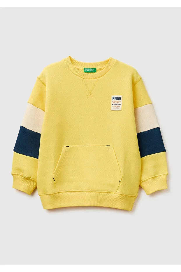 Детские свитшот для мальчиков с цветоблоком United Colors Of Benetton, Yellow