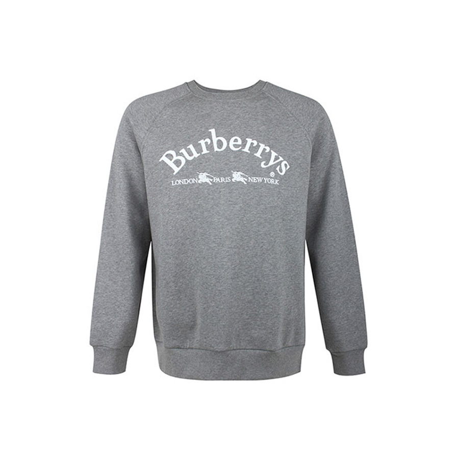Свитшот Burberry из хлопковой смеси, светло-серый меланж