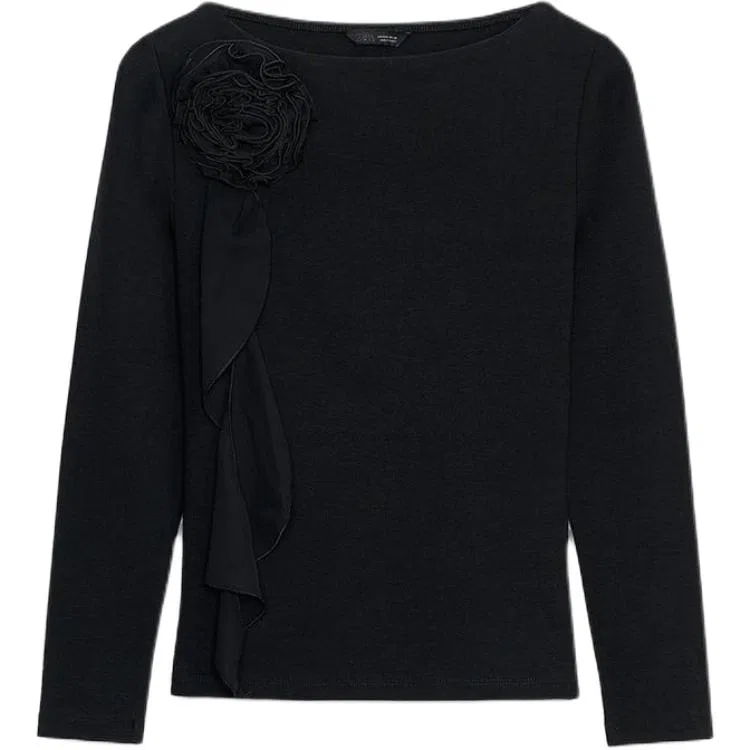 Женская футболка с коротким рукавом ZARA, Black