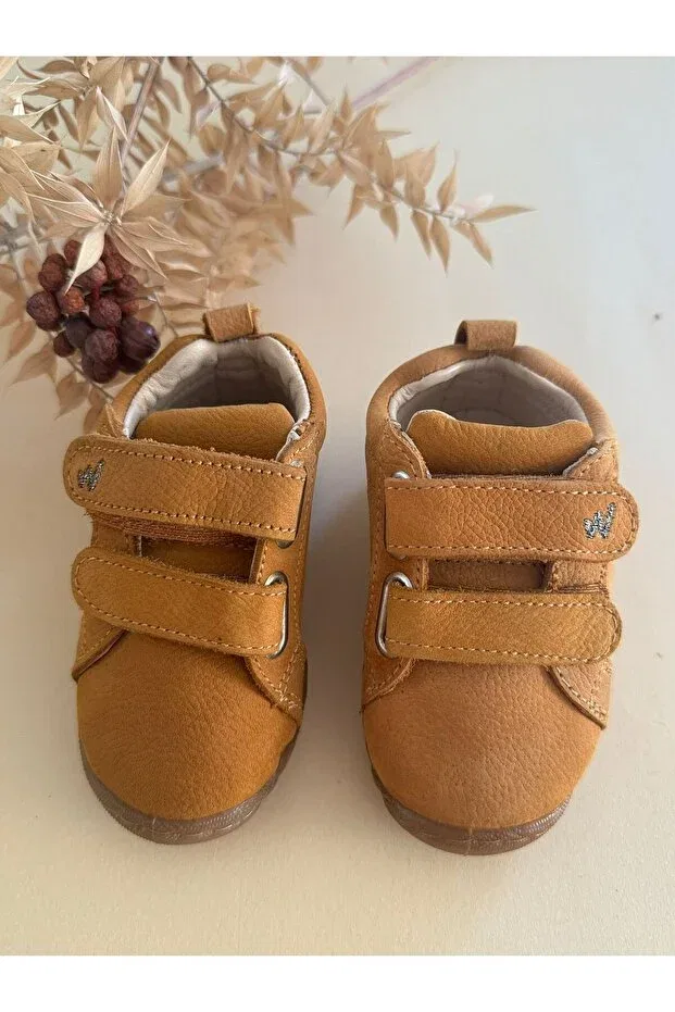 Детские пинетки-тапочки для новорожденных из натуральной кожи Baby, Tan Color — фото 4
