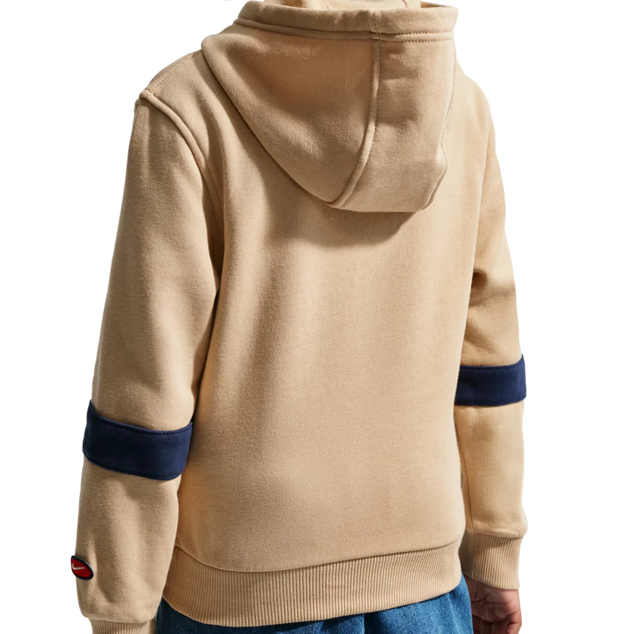 Детское худи с капюшоном, с принтом, Nike NSW Club Fleece BB Hoodie, Desert Ochre Midnight Navy Linen — фото 2