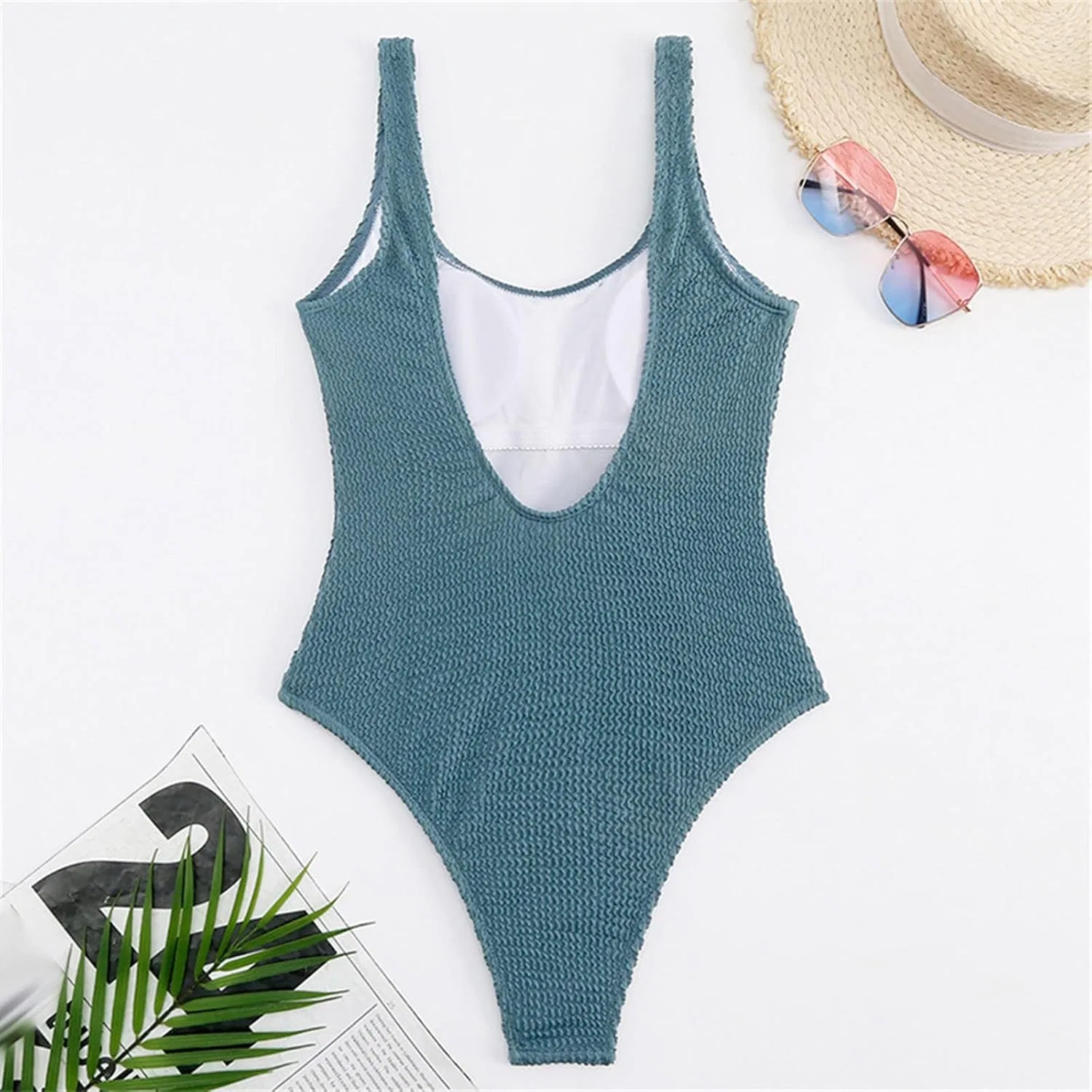 Женский слитный купальник с завышенной талией с утяжкой Monokini, Grey — фото 4