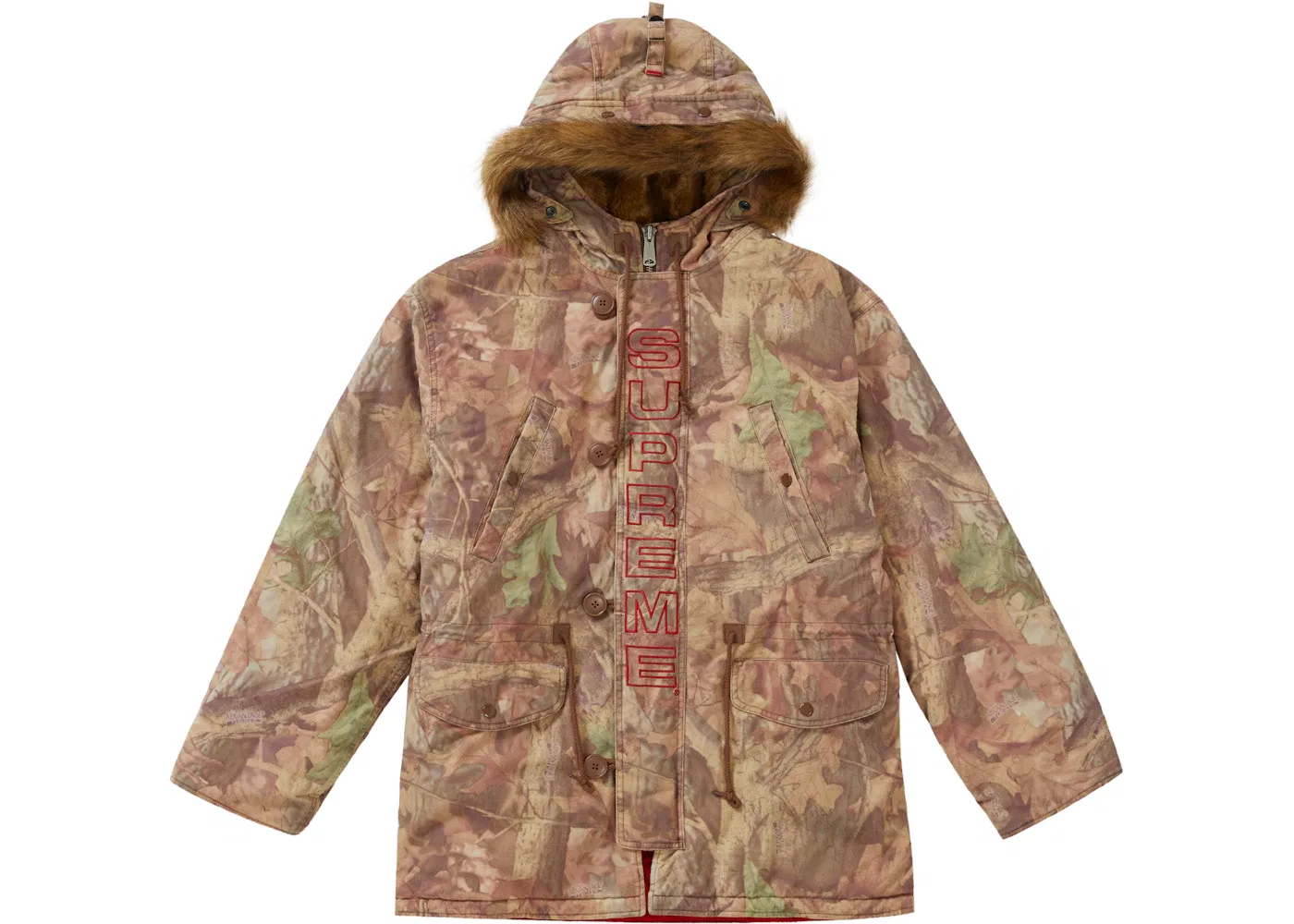 Мужская парка с принтом Supreme Spellout N-3B Parka Advantage Timber Camo, цвет Advantage Timber Camo
