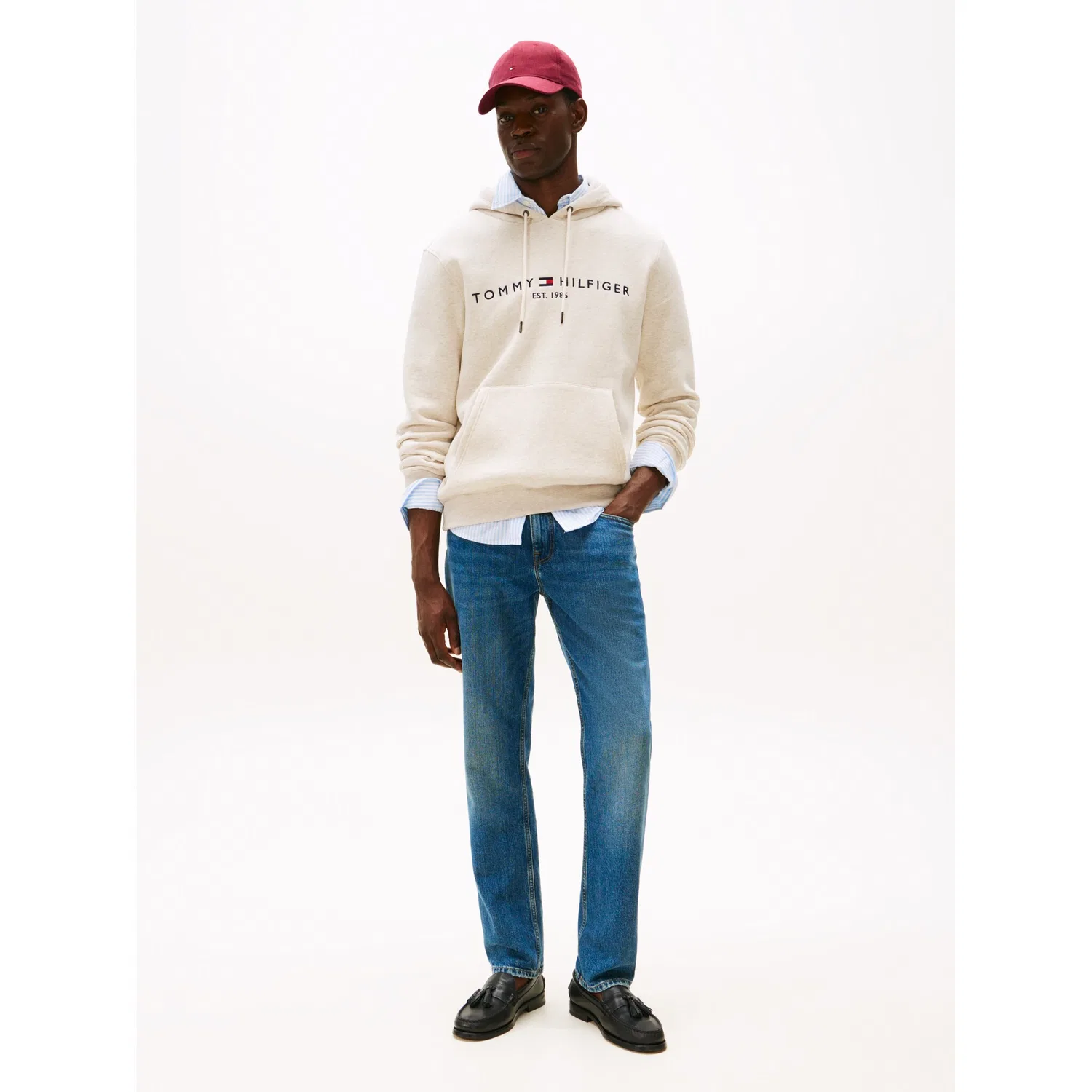 Мужской худи с капюшоном Tommy Hilfiger, Heathered Oatmilk — фото 3