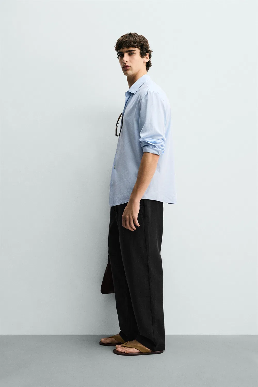 Текстурированные брюки свободного кроя ZARA, Black — фото 4