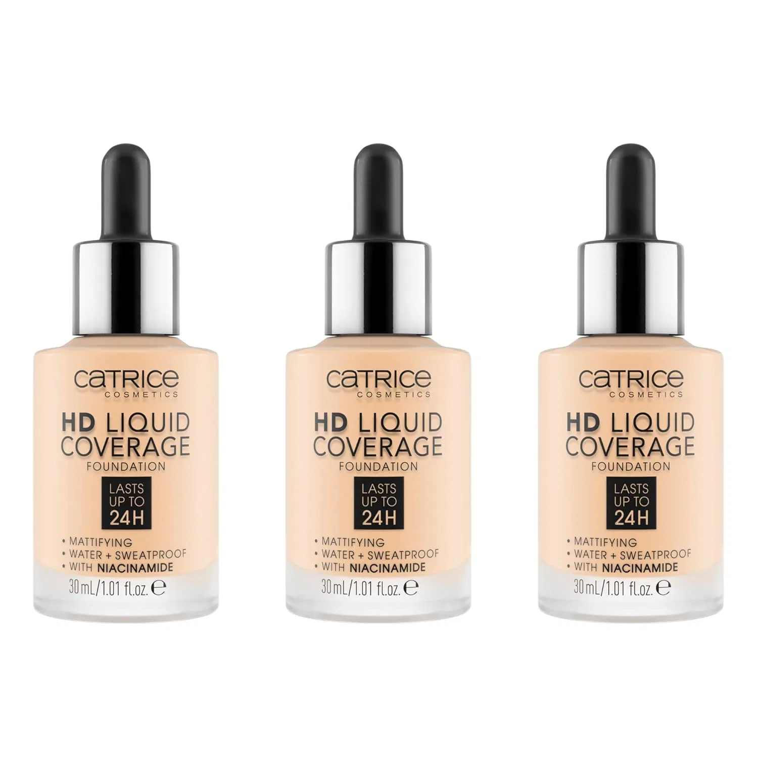 HD Liquid Coverage Foundation, набор 3 шт, 30 мл, CATRICE, Porcelain, Beige
