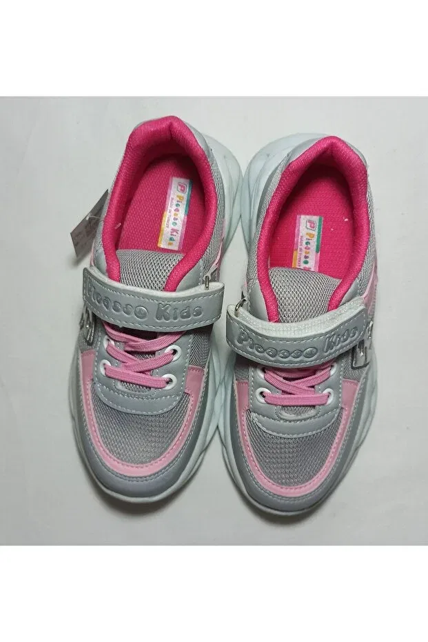 Детские кроссовки для девочек текстильные Picasso Kids, Gray - Pink — фото 2