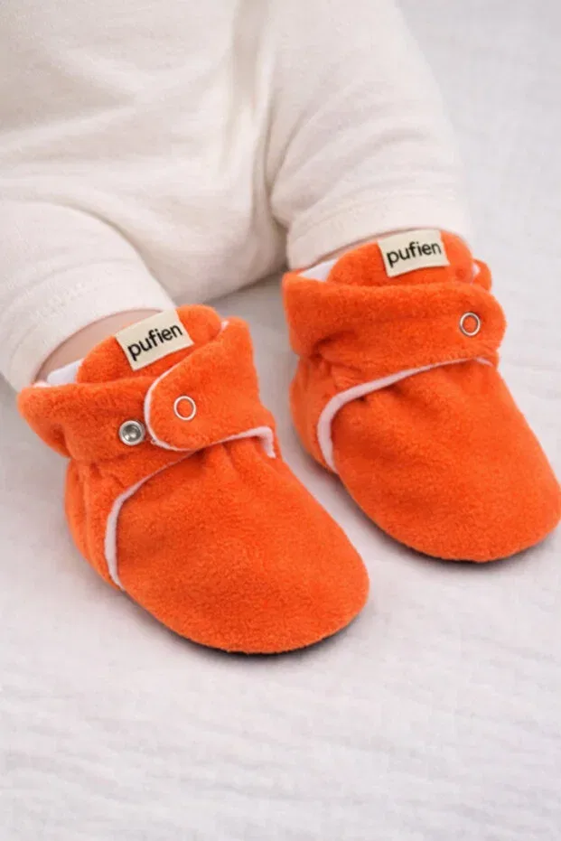 Детские тапочки для новорожденных органические с подкладкой Pufien, Orange