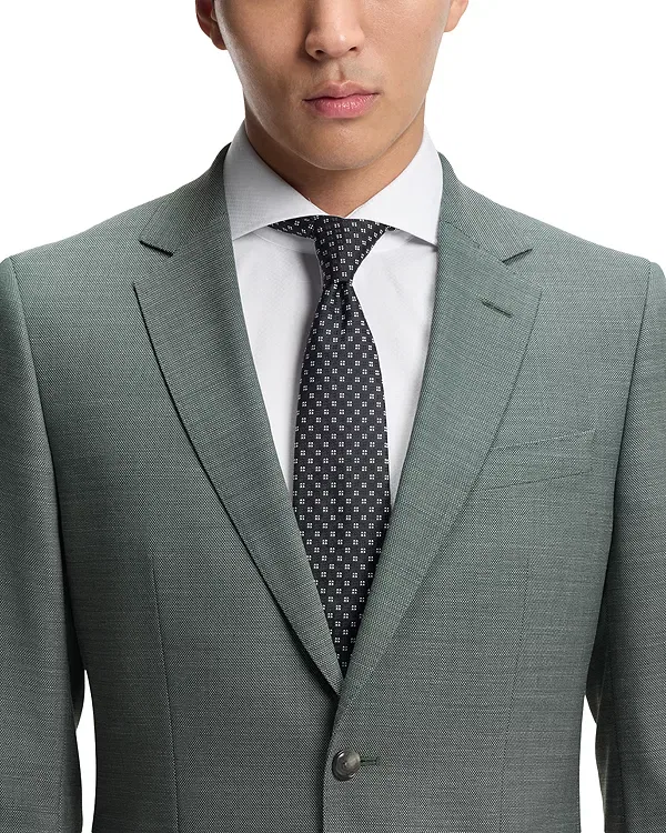 Мужской костюм slim fit из текстурированной ткани Boss, Open Green — фото 4