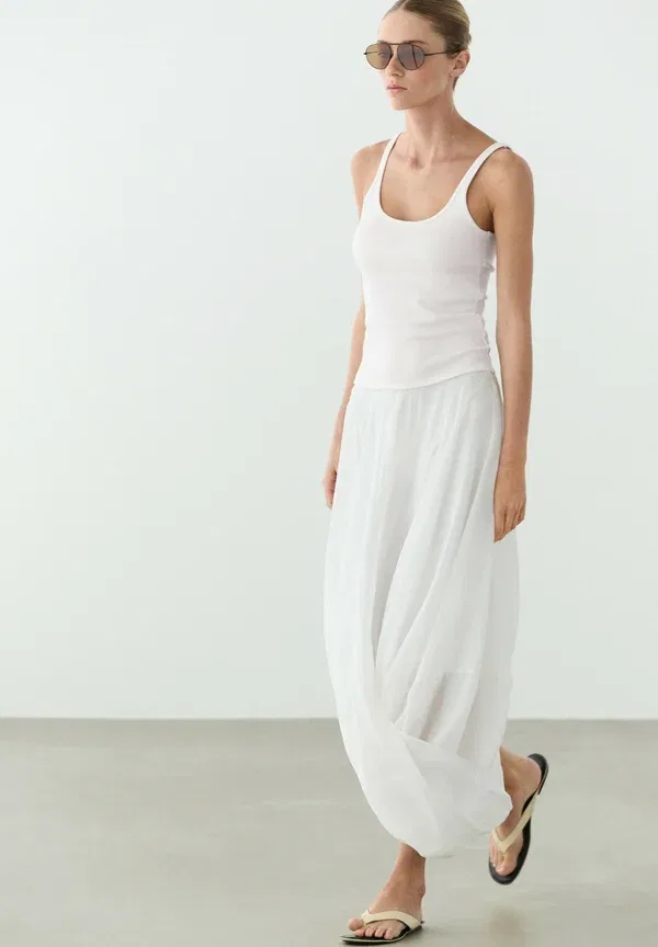 Топ из лиоцелла, хлопка и полиамида Massimo Dutti, белый — фото 2