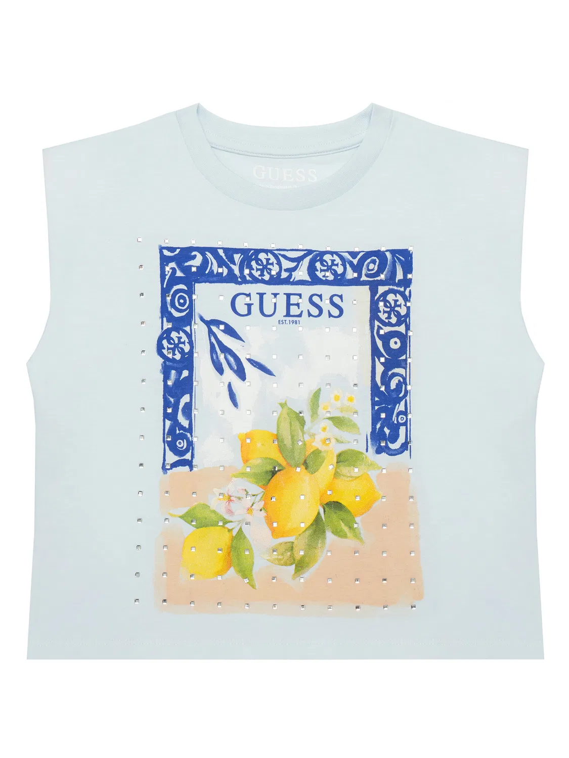 Топ небесно-голубого цвета стандартного кроя для девочки Guess, голубой