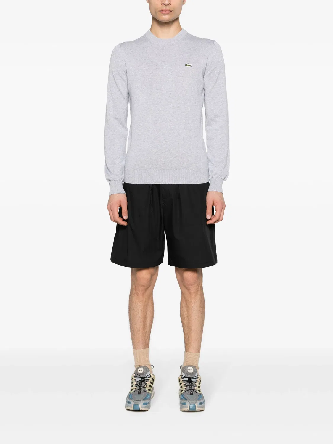 Джемпер с меланжевым эффектом из хлопка Lacoste, серый — фото 3
