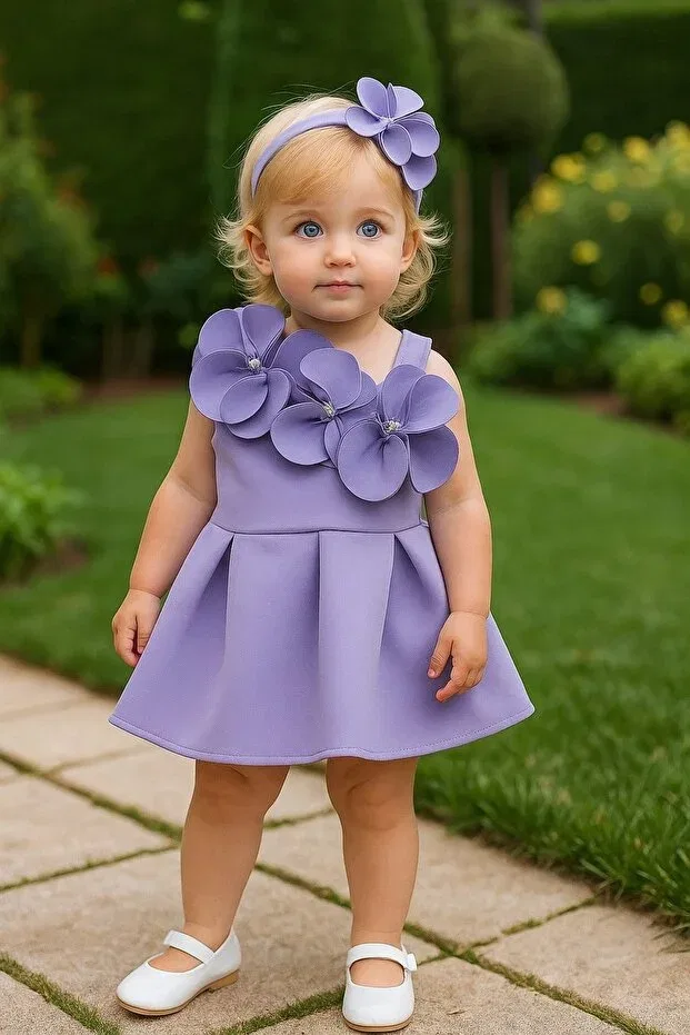 Детское платье для девочек с открытым плечом Glam Stella Butik, Lilac — фото 2