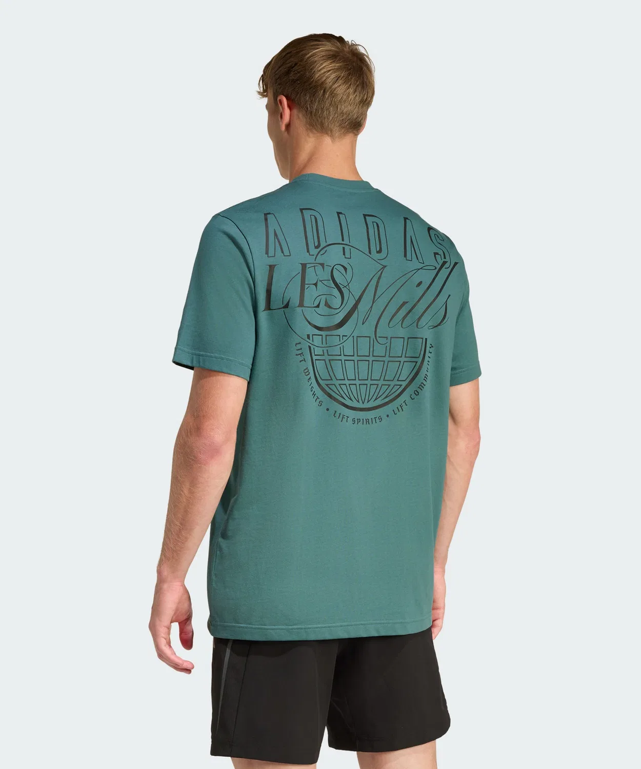 Мужская футболка свободного кроя с графическим принтом LESMILLS Glove Graphic Adidas, Green — фото 3