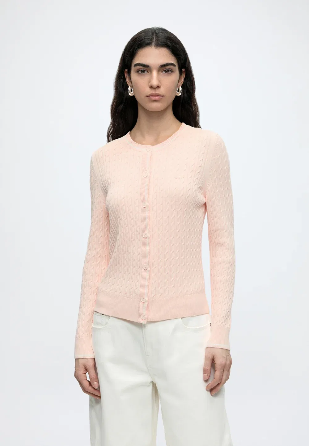 Кардиган Lacoste Light Pink, вязание косами